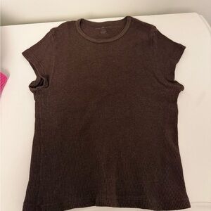 Brown waffle Women's t shirt cropped